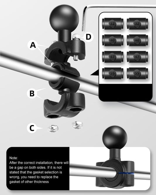 Universal 25Mm Motorcycle Rearview Mirror Mount For Gopro Hero12 With Ball Head-1915196756912640002