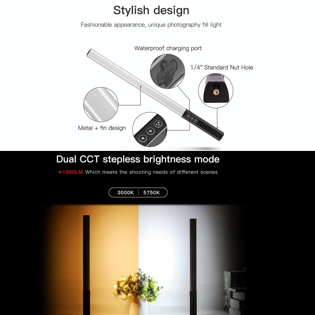 Handheld Led Fill Light For Video 1000Lm Dual Colour Black-1915196801141575683