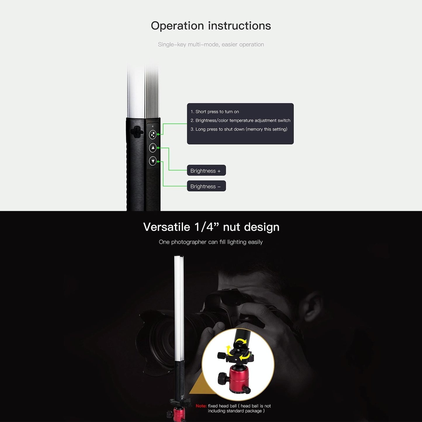 Handheld Led Fill Light For Video 1000Lm Dual Colour Black-1915196801141575685