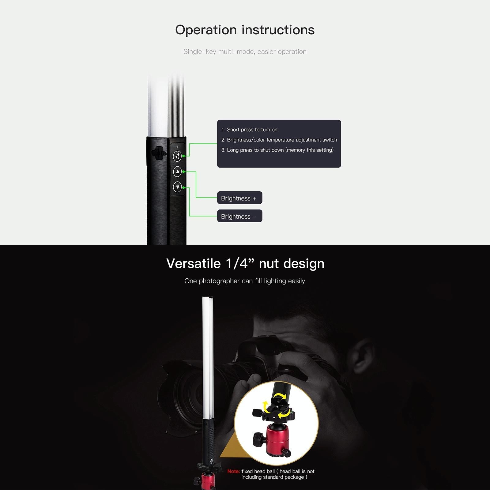 Handheld Led Fill Light For Video 1000Lm Dual Colour Black-1915196801141575685