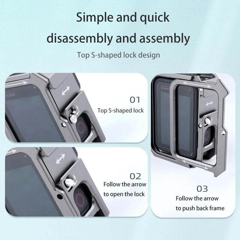 Metal Border Frame Mount For Gopro Hero10 / 9 With Dual Cold Shoes Base-1915196560346583045