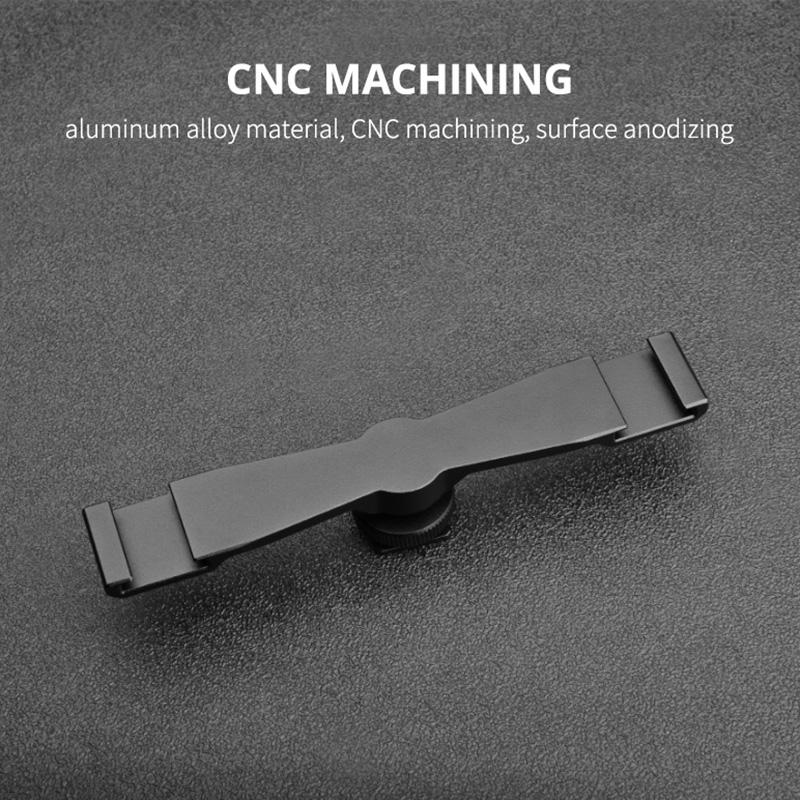 Aluminum Dual Cold Shoe Mount Adapter Extension Bracket - Black-1915196724750716929