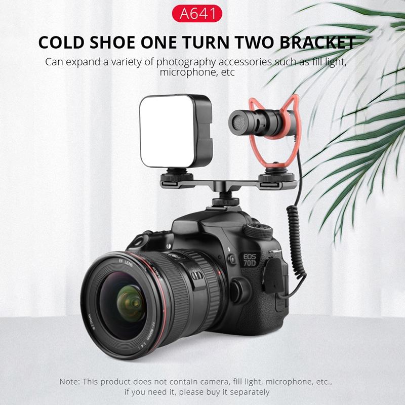 Aluminum Dual Cold Shoe Mount Adapter Extension Bracket - Black-1915196724750716932