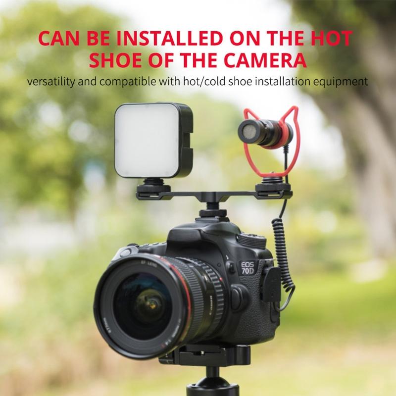 Aluminum Dual Cold Shoe Mount Adapter Extension Bracket - Black-1915196724750716935