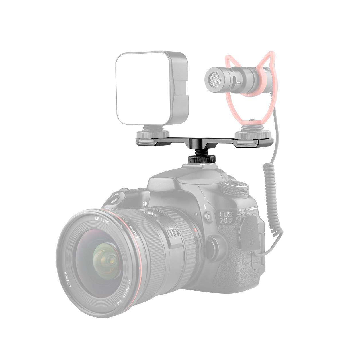 Aluminum Dual Cold Shoe Mount Adapter Extension Bracket - Black-1915196724750716936