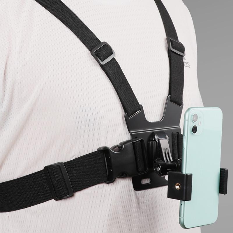 Adjustable Body Mount Belt With Phone Clamp For Action Cameras And Smartphones-1915196702751592453