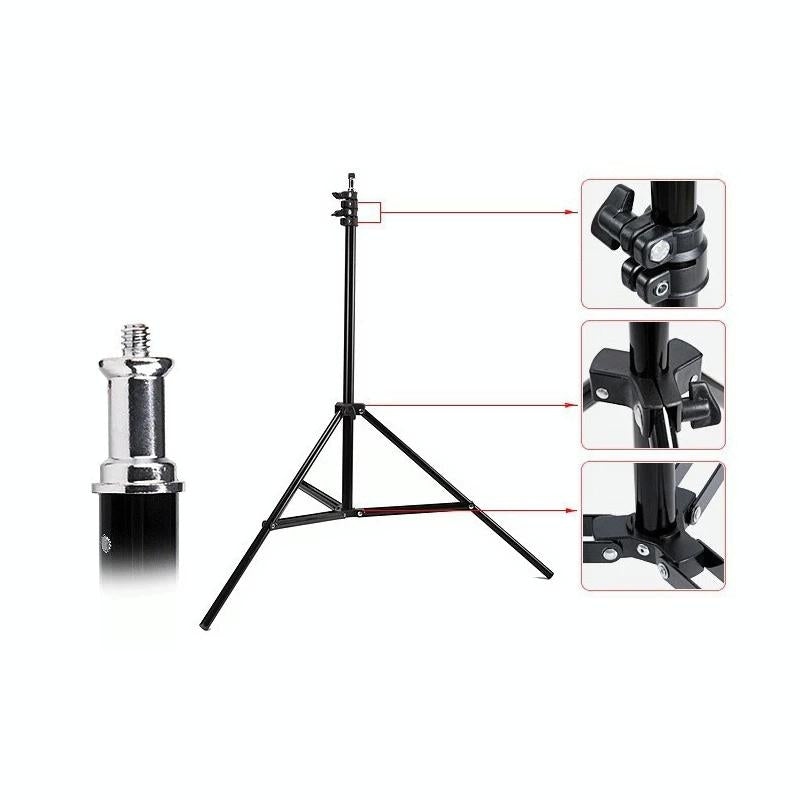 Aluminum Light Stand For Studio Flash - 1.9M Height - Black-1915196773735993347