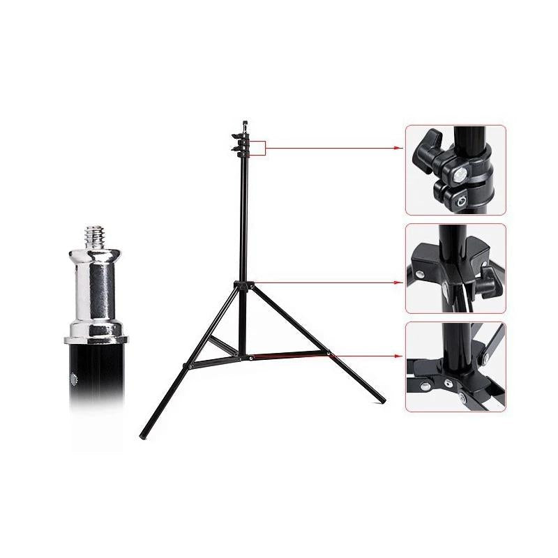 Aluminum Light Stand For Studio Flash - 2.0M Height - Black-1915196484626812931