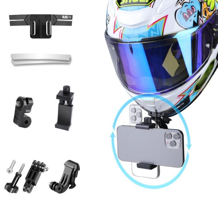 Helmet Mount Kit For Action Camera With Phone Clamp And Adapter-1915196675278901248