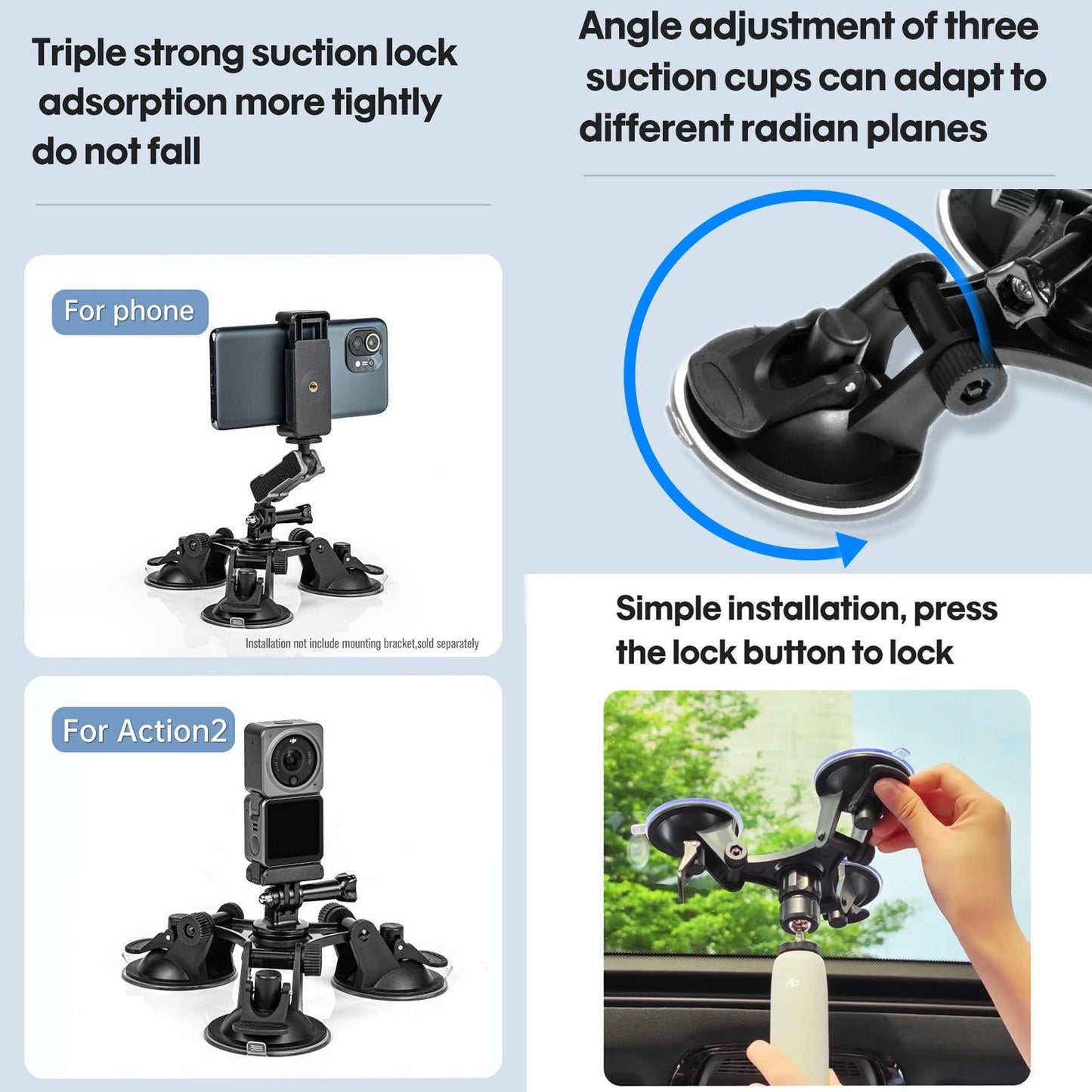 Triangle Suction Cup Mount - Strong Direction-1915196792895574023
