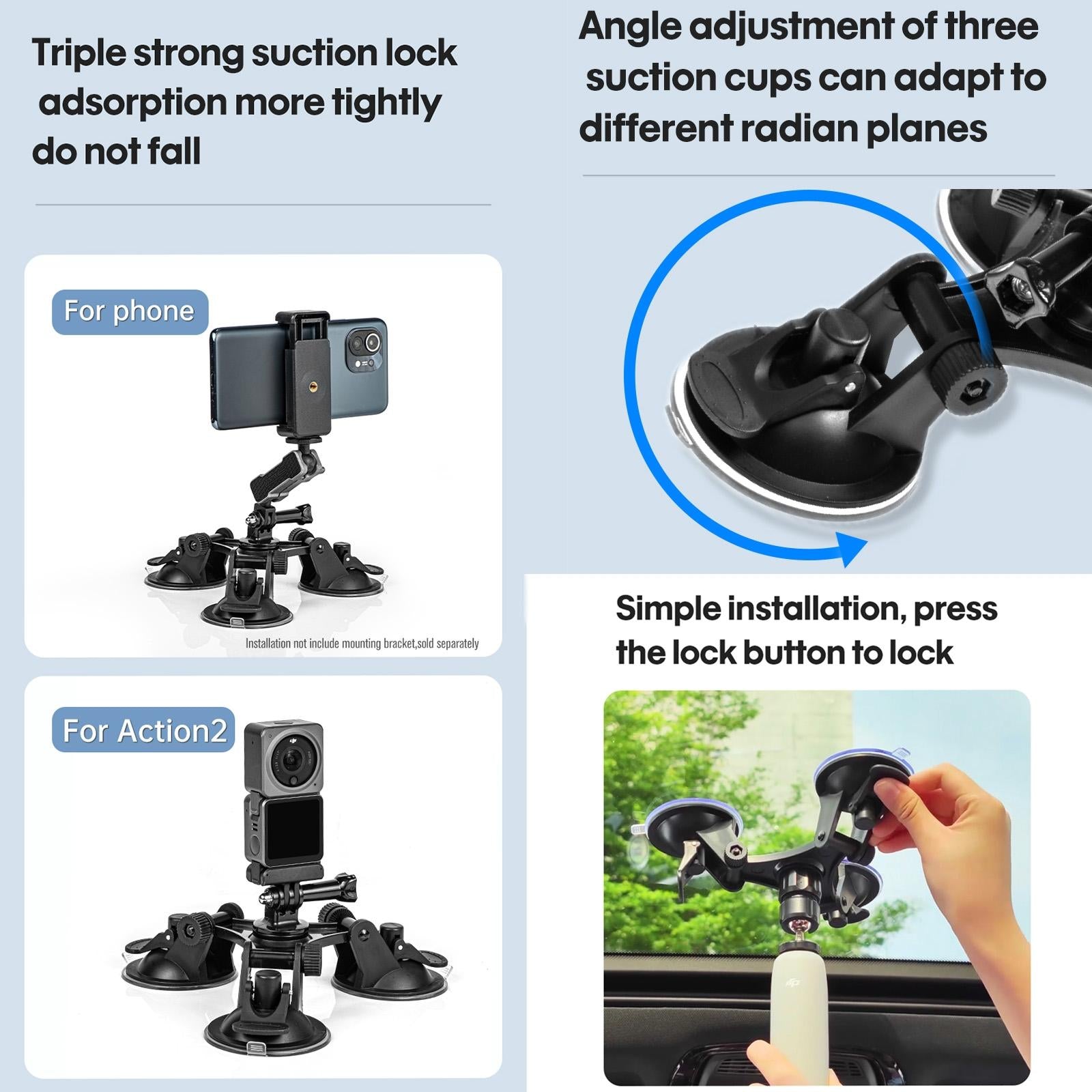Triangle Suction Cup Mount - Strong Direction-1915196792895574023