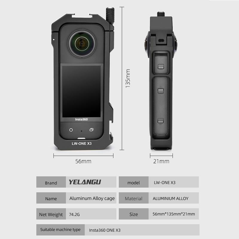 Extended Metal Cage For Insta360 X3 Camera-1915197064610975751