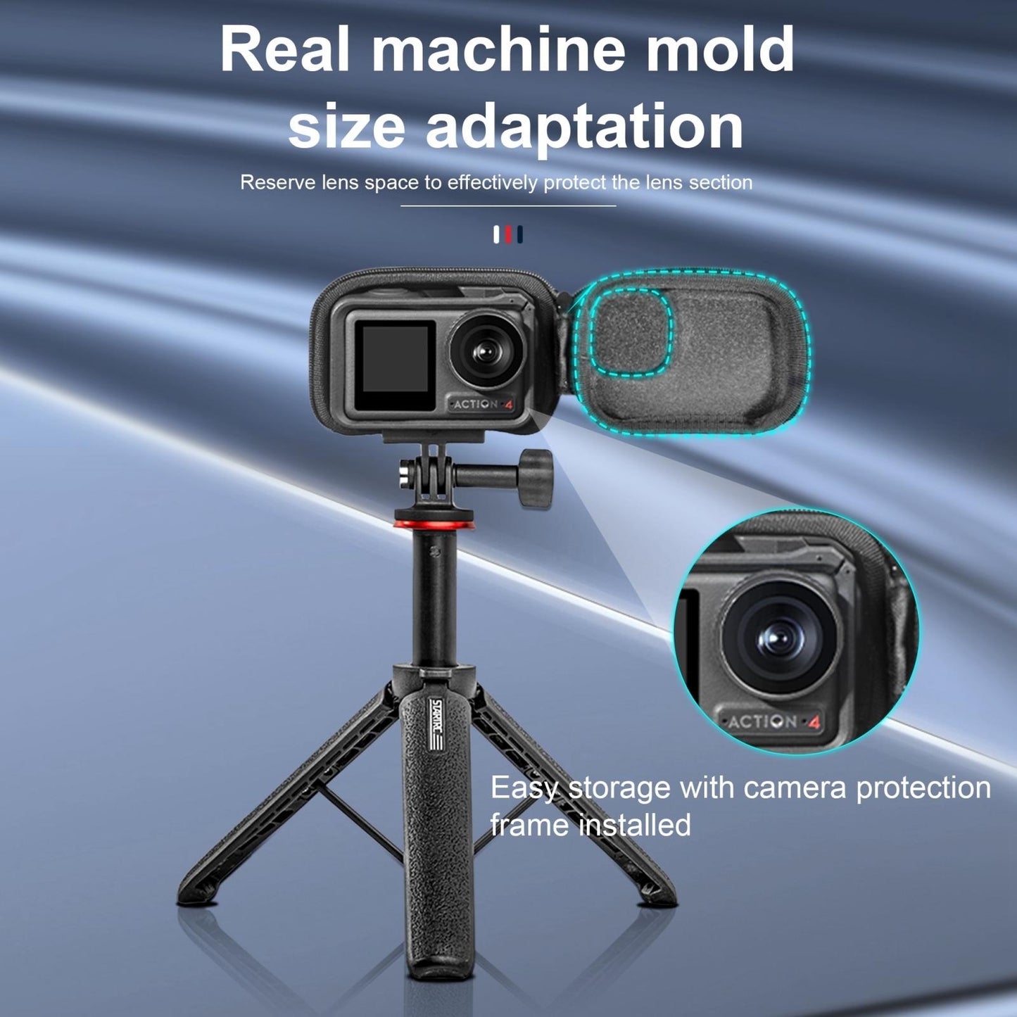 Portable Camera Case For Dji Action 3 / 4 - Pu Material-1915196750449217542