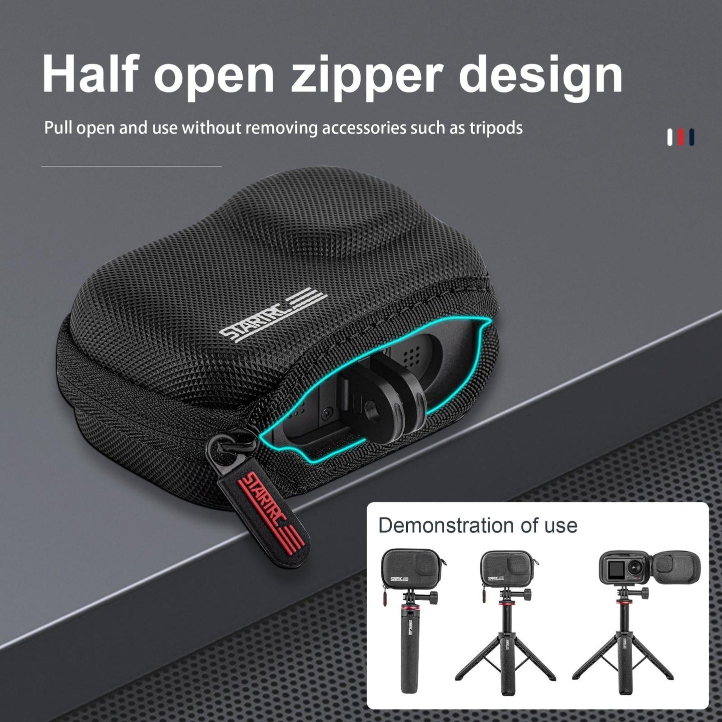 Portable Camera Case For Dji Action 3 / 4 - Pu Material-1915196750449217543