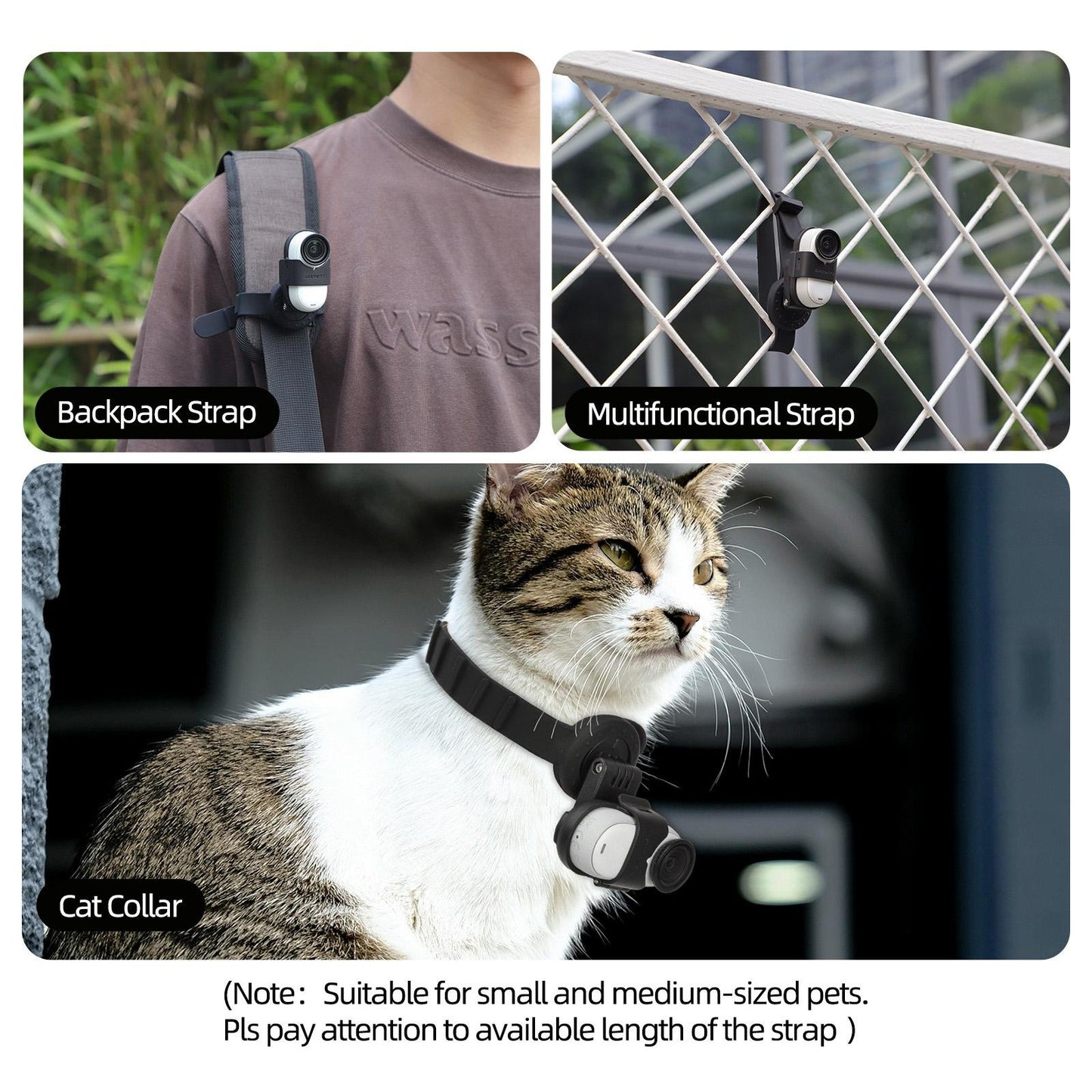 Insta360 Go 3S / Go 3 Sunnylife Camera Strap With Magnetic Mount And Silicone Wristband For Drone And Backpack - Black Stripe-1915196494261129224