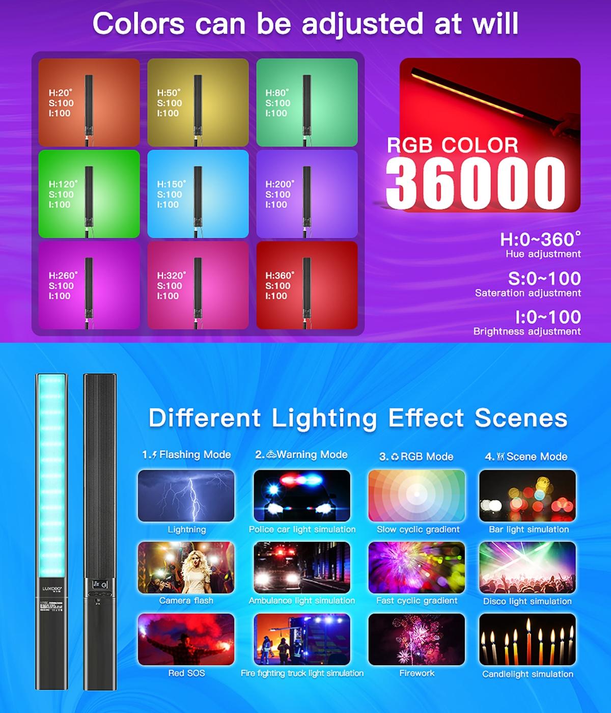 Handheld Rgb Led Video Light With App Control - Black-1915196765334802435