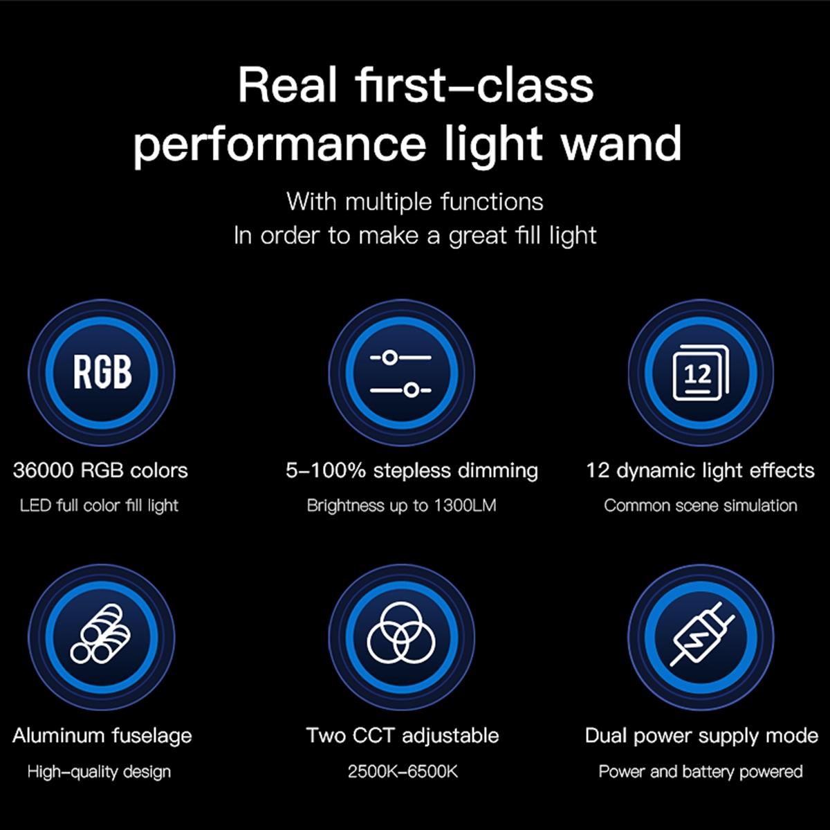 Handheld Rgb Led Video Light With App Control - Black-1915196765334802437