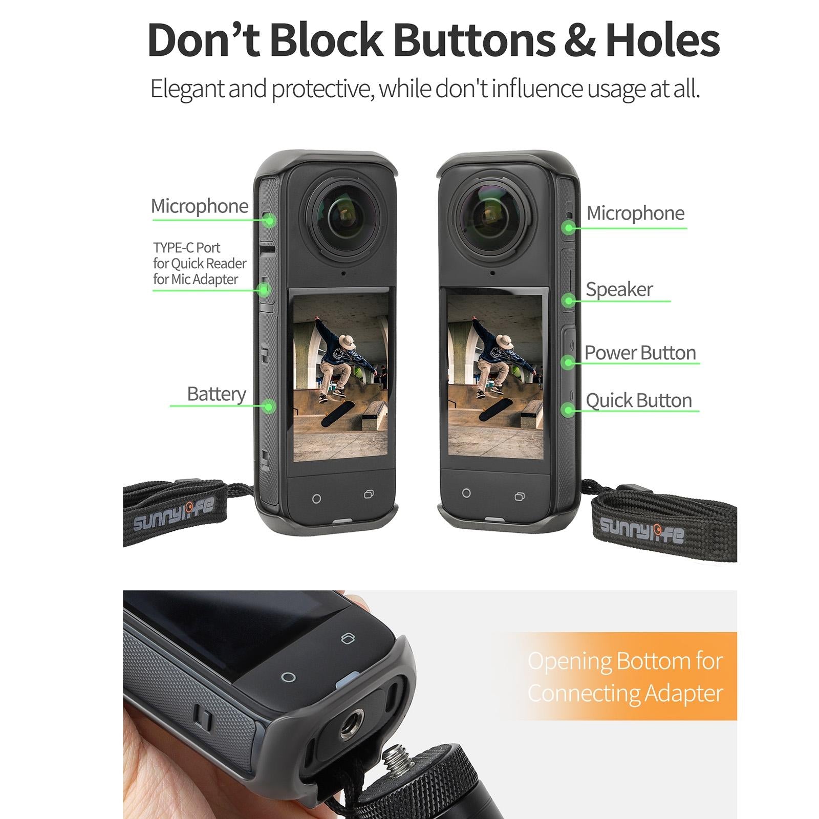 Graphene Protective Case For Insta360 X4 With Hand Strap - Black-1915196795407962120