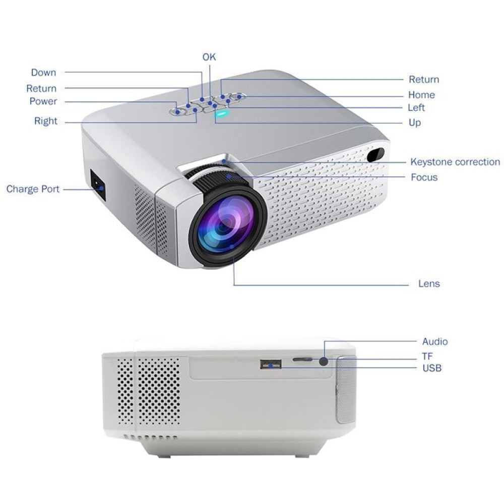 Portable Home Theater Projector - 1600 Lumens Hd Silver-1915196597466173444