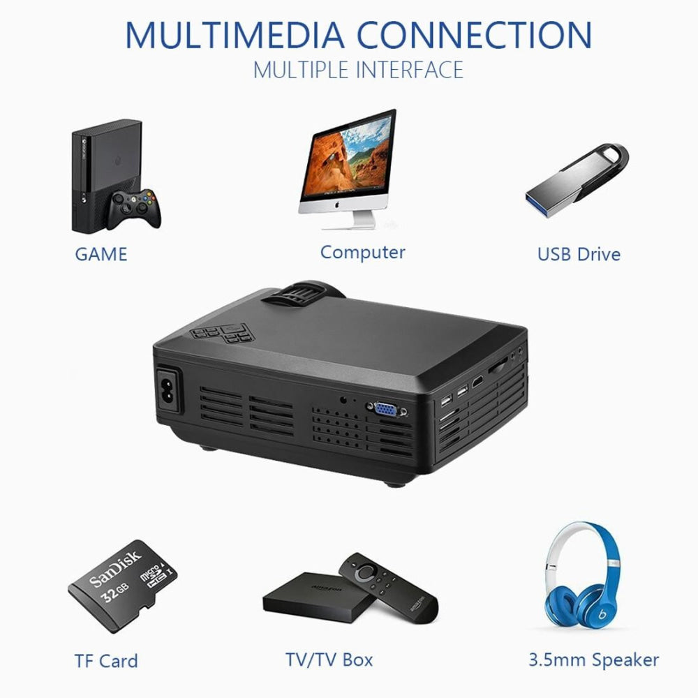 4 Lcd Projector - 80 Lumens Hd 800X480 Vga / Hdmi - Black-1915196716211113993