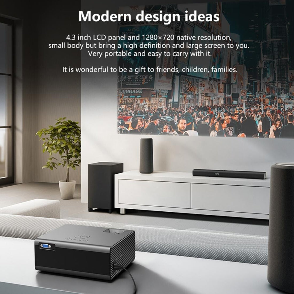 2200 Lumens Mini Led Projector For Home Theater - Hdmi / Av / Vga / Usb - Silver-1915196594010066945