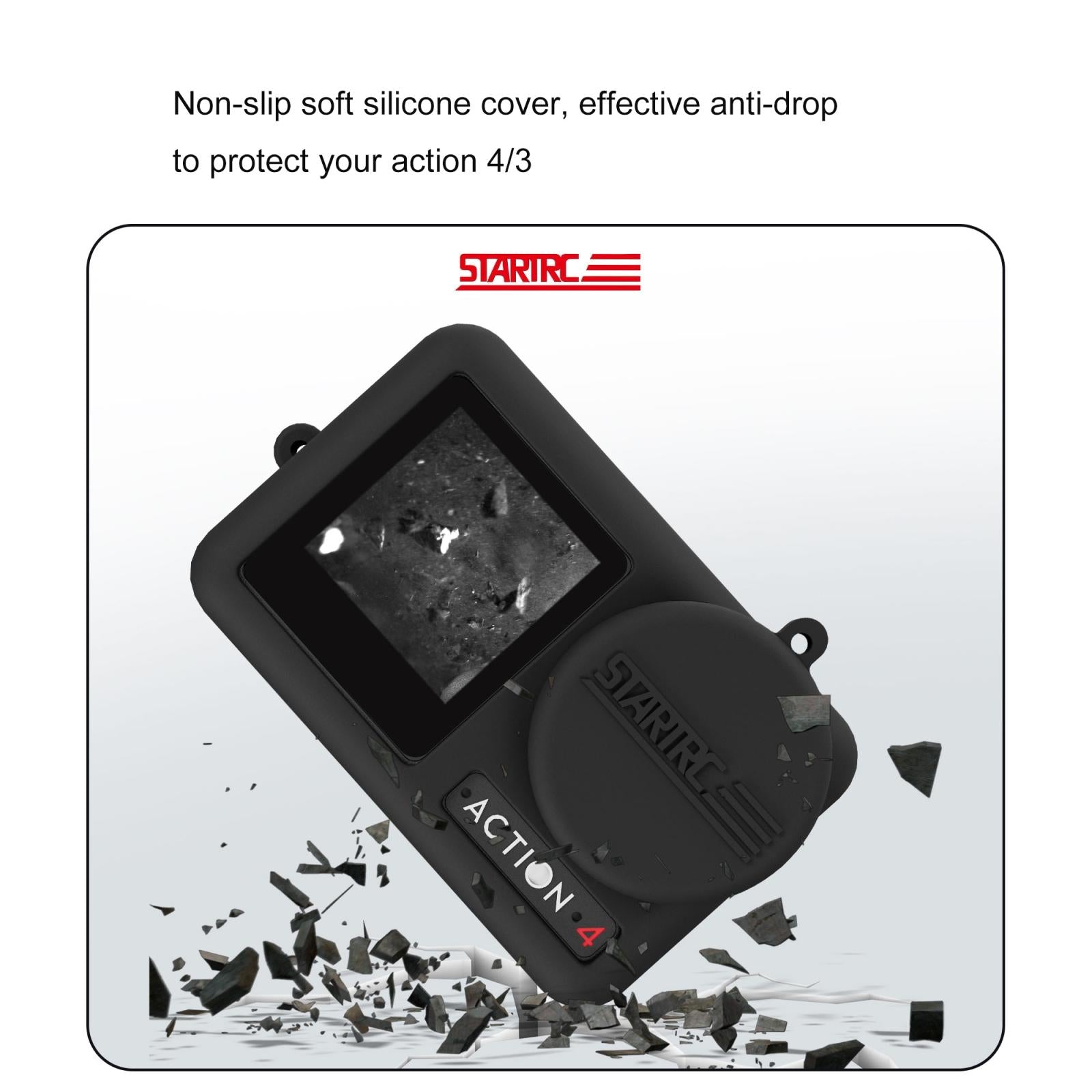 Shockproof Silicone Case With Lens Cap And Strap For Dji Action Camera-1915196803284865029