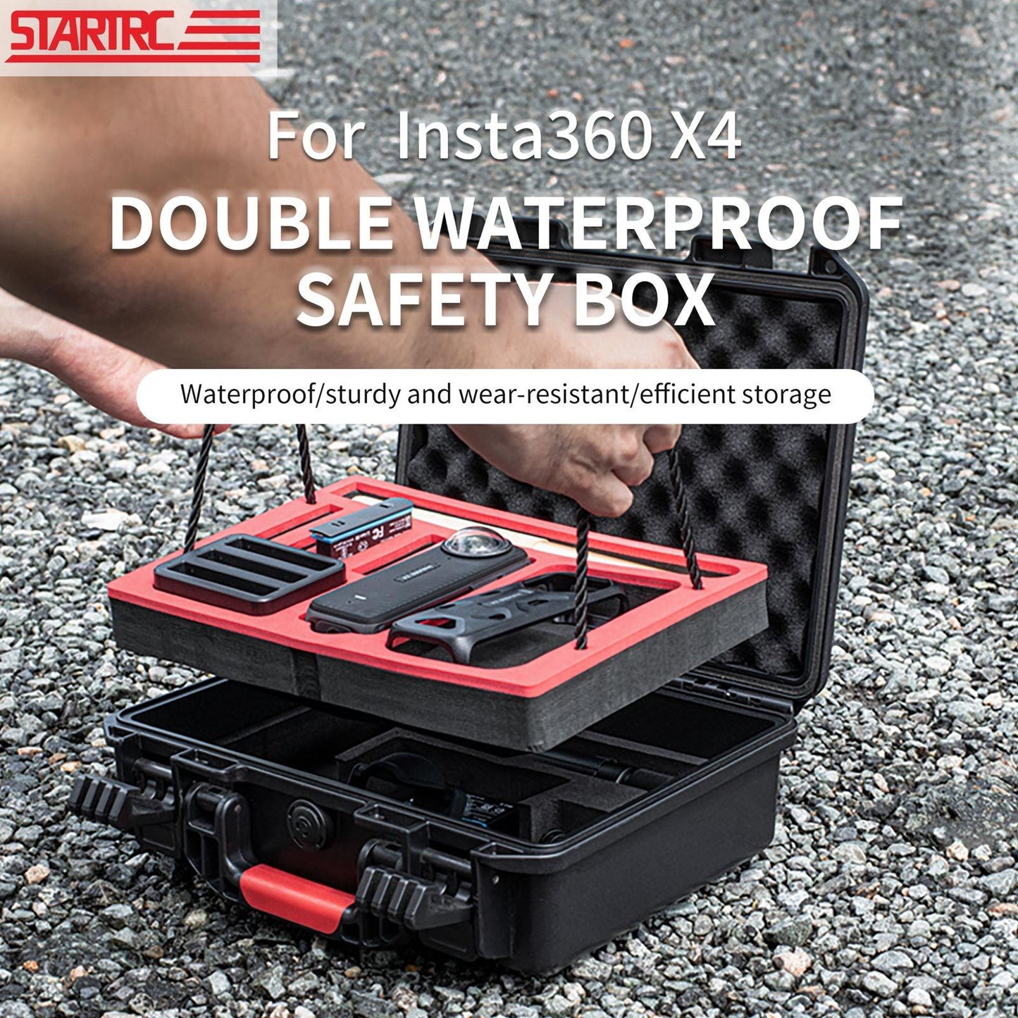 Waterproof Dual-Layer Storage Box For Insta360 X4 Startrc - Black-1915196758133182465
