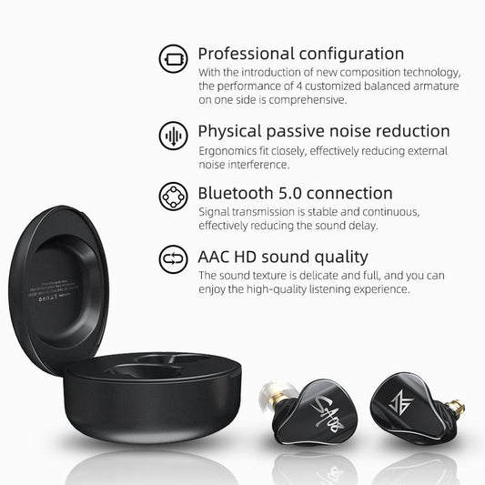 Kz Sa08 Wireless 5Ba Bluetooth Tws Earphones - Black-1915196889502978049
