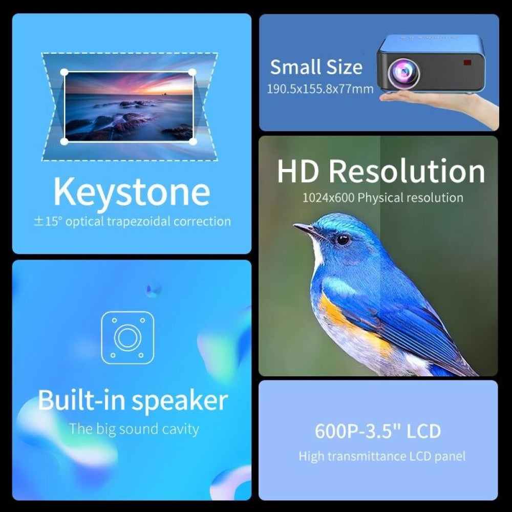 Portable Home Theater Lcd Projector - 1200 Lumens 1024X600 Same Screen Blue-1915196656807186437