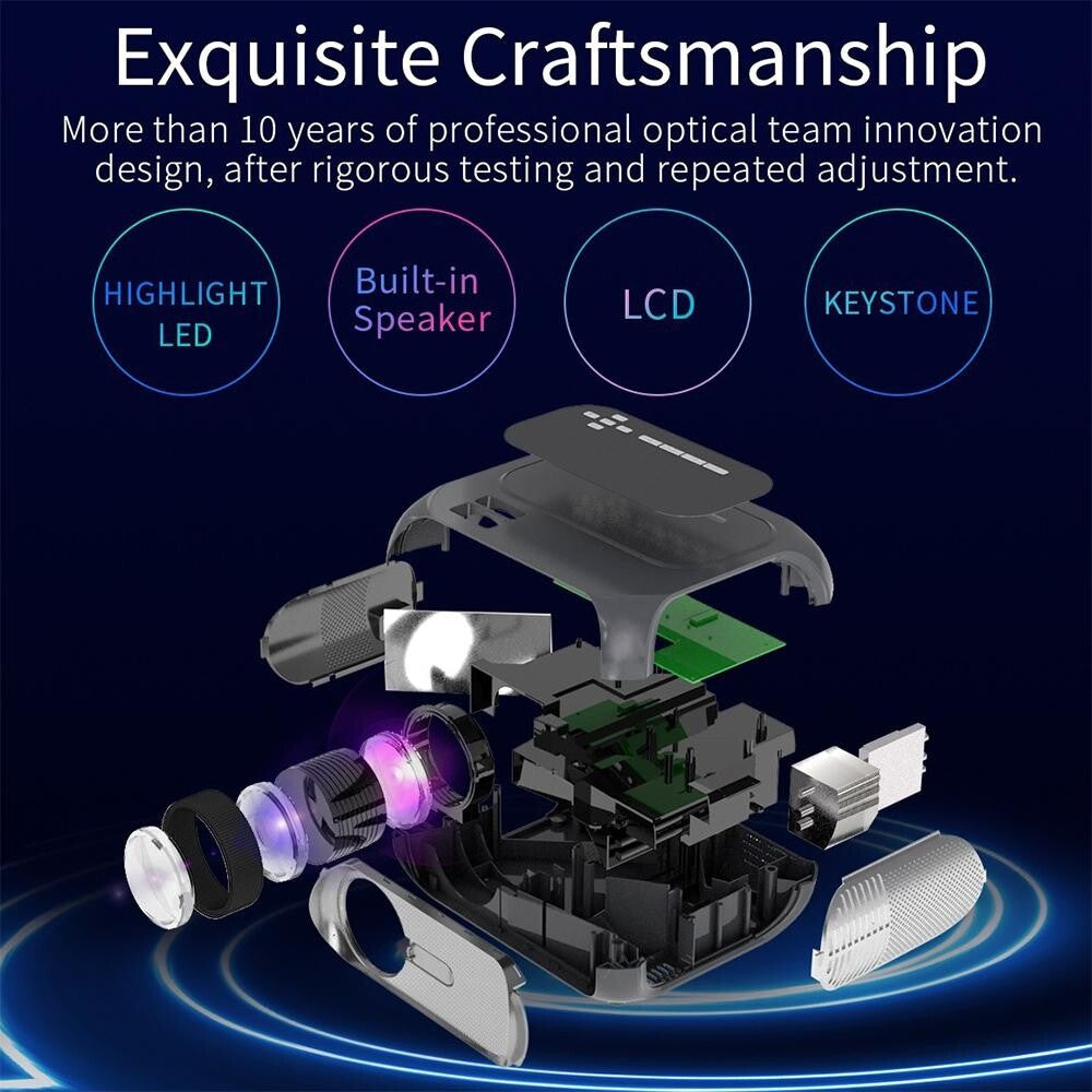 Portable Home Theater Projector - 200 Ansi Lumens - 1080P Hd - Basic Version-1915196977889546249