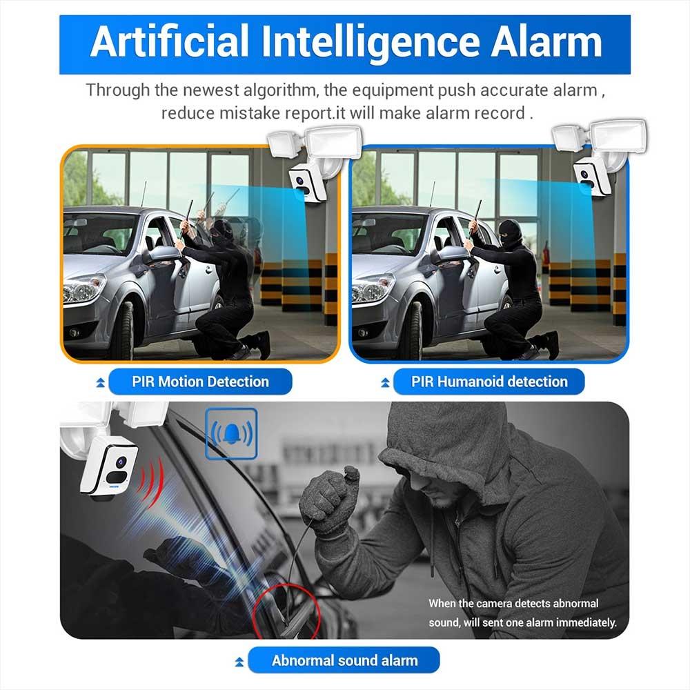 Wireless Floodlight Camera With Night Vision & Pir Detection - 3Mp-1915196523122135044