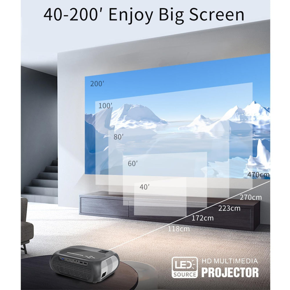 720P Home Theater Projector - 200 Ansi Lumens - Silver Grey-1915196653896339460