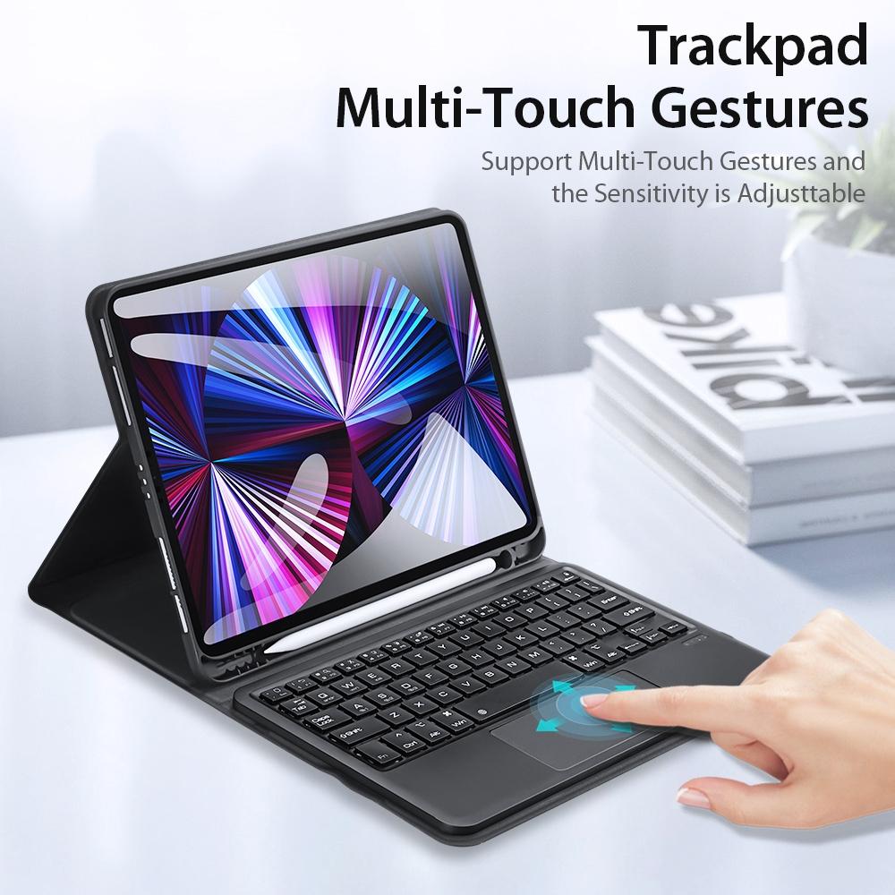 Leather Case With Bluetooth Keyboard & Touchpad For Ipad Air / Pro 11 - Black-1915196646199791621