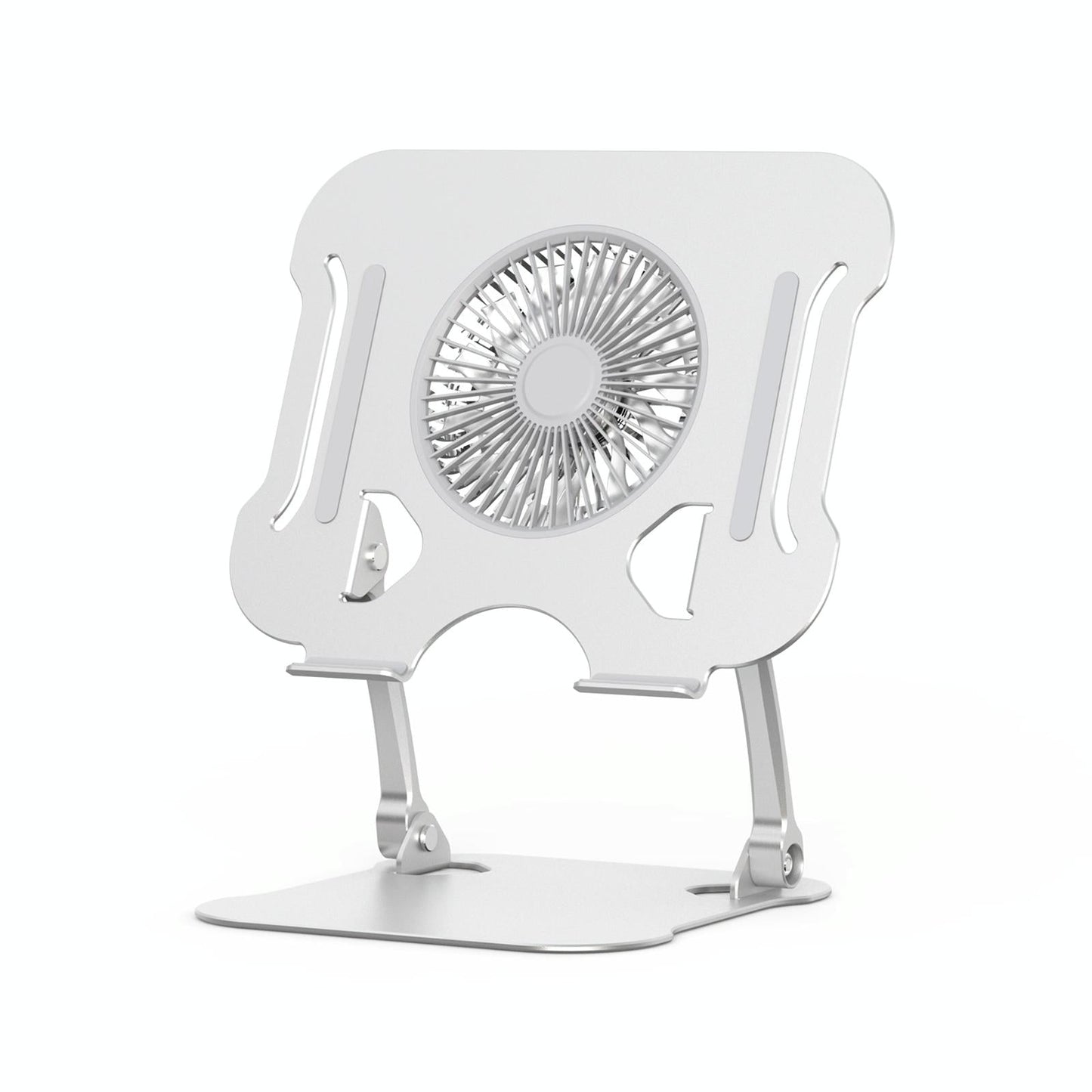 Silver Foldable Laptop Bracket With Fan - Space-Saving Design-1915197147242958848
