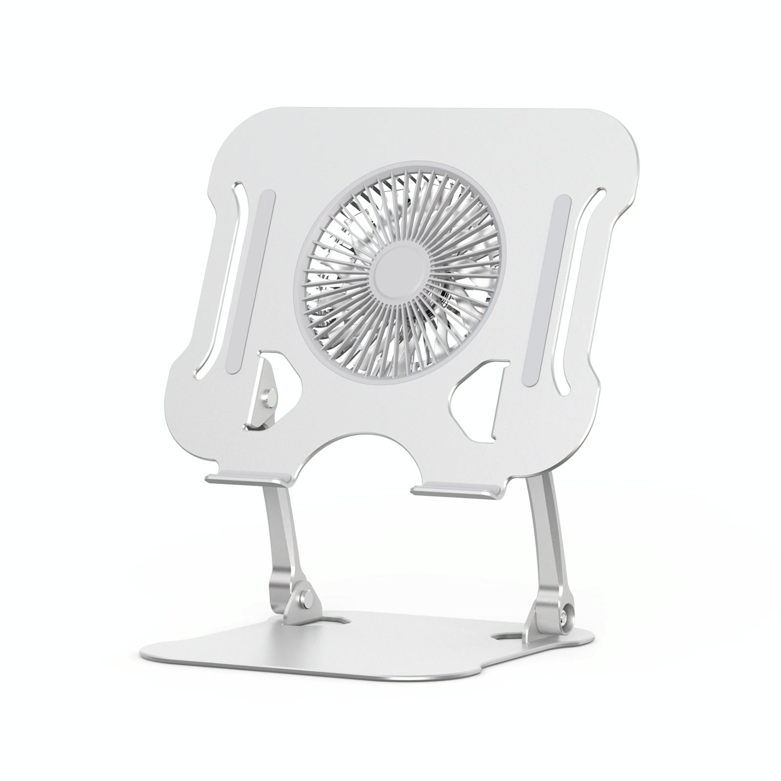 Silver Foldable Laptop Bracket With Fan - Space-Saving Design-1915197147242958848