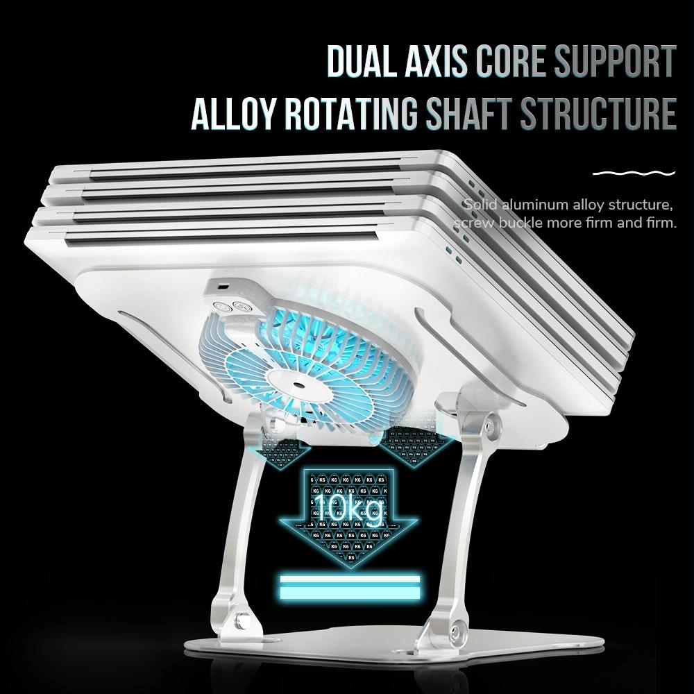 Silver Foldable Laptop Bracket With Fan - Space-Saving Design-1915197147242958853