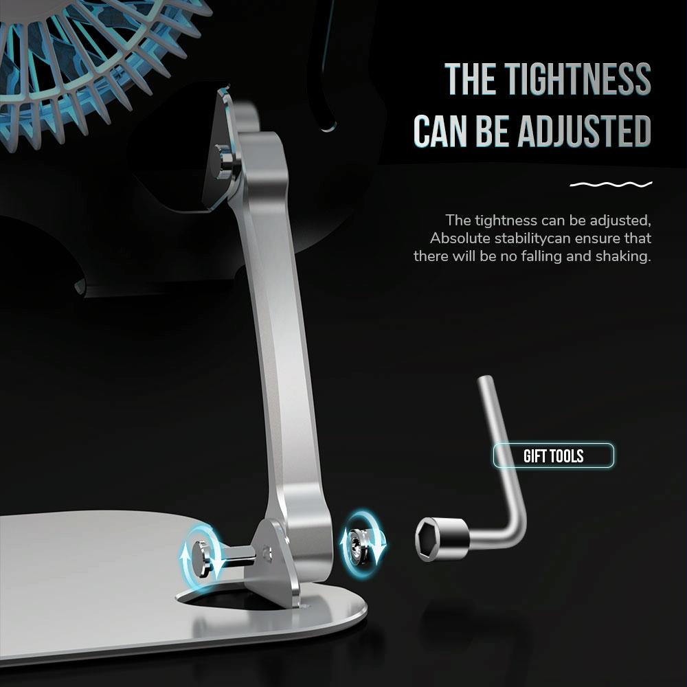 Silver Foldable Laptop Bracket With Fan - Space-Saving Design-1915197147242958854