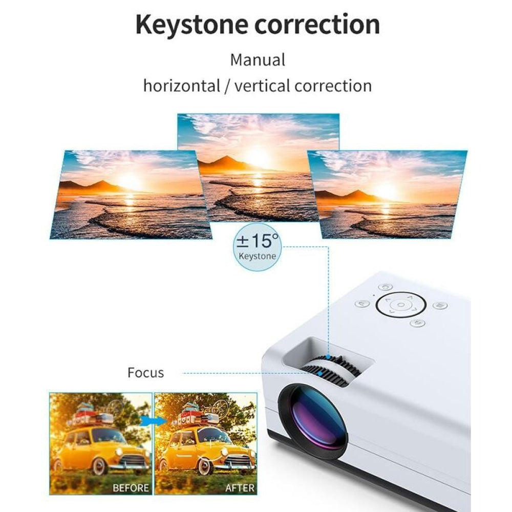 Mini Lcd Digital Projector - 2200 Lumens - Android - White / Black - 800X480-1915196657541189634