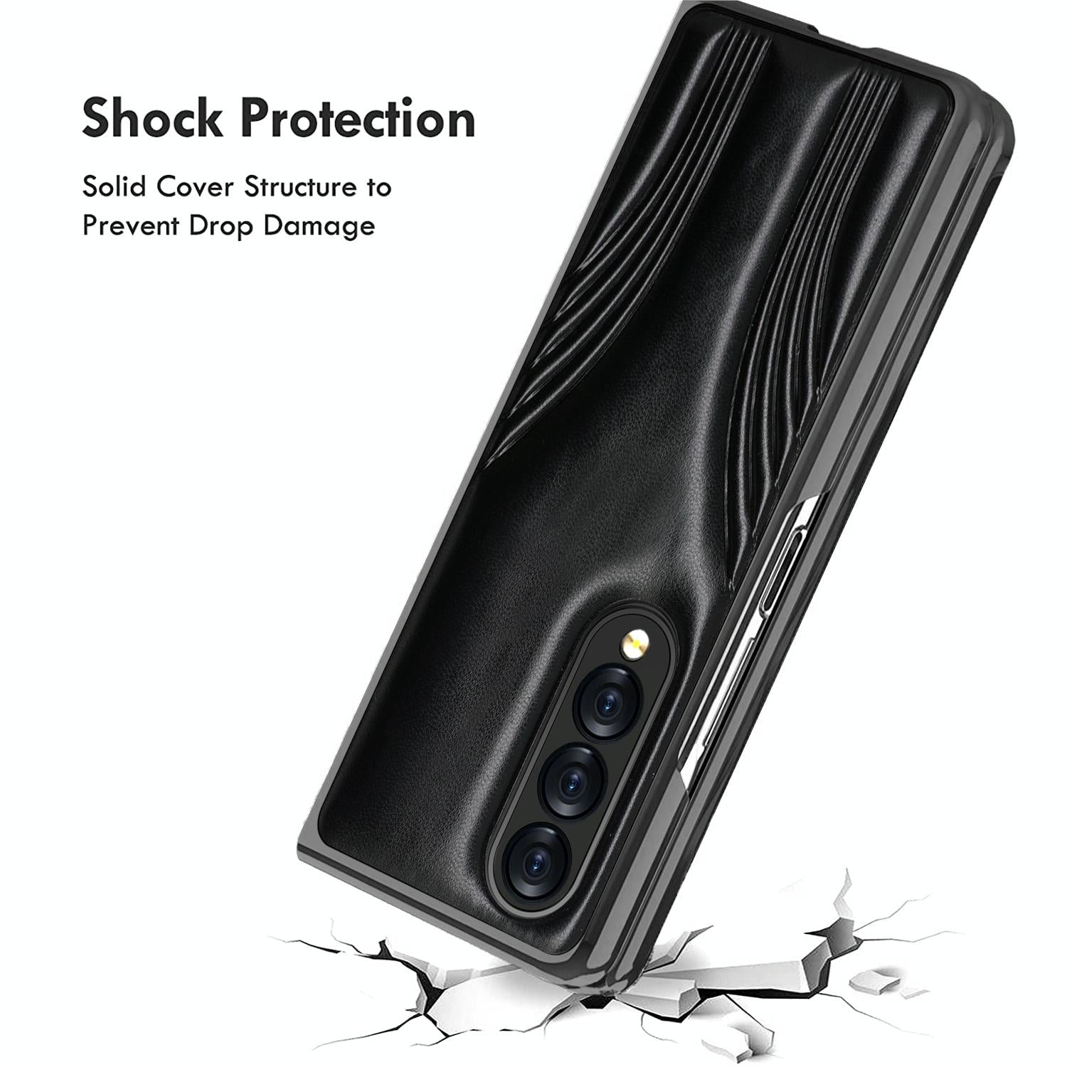 Embossed Folding Case For Samsung Galaxy Z Fold 4 - Blue-1915196526708264963