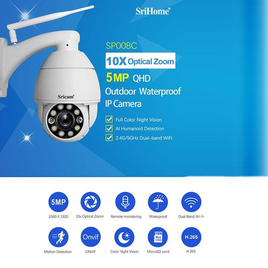 10X Zoom Wifi Ip Camera - Waterproof White-1915196654743588865