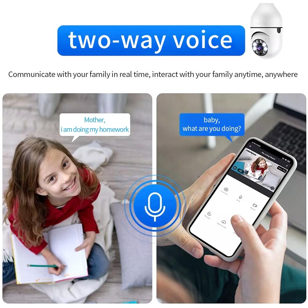 Smart Wifi Light Bulb Camera With Hd 2Mp Resolution Motion Detection Two-Way Audio Night Vision And 16G Tf Card-1915198362244747270