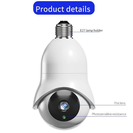 2.0Mp Wifi Light Bulb Camera With Motion Detection And Night Vision - White-1915196970067169281