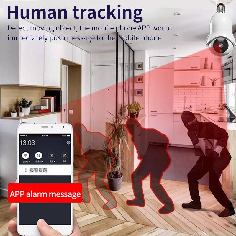 2.0Mp Wifi Light Bulb Camera With Motion Detection And Night Vision - White-1915196970067169286