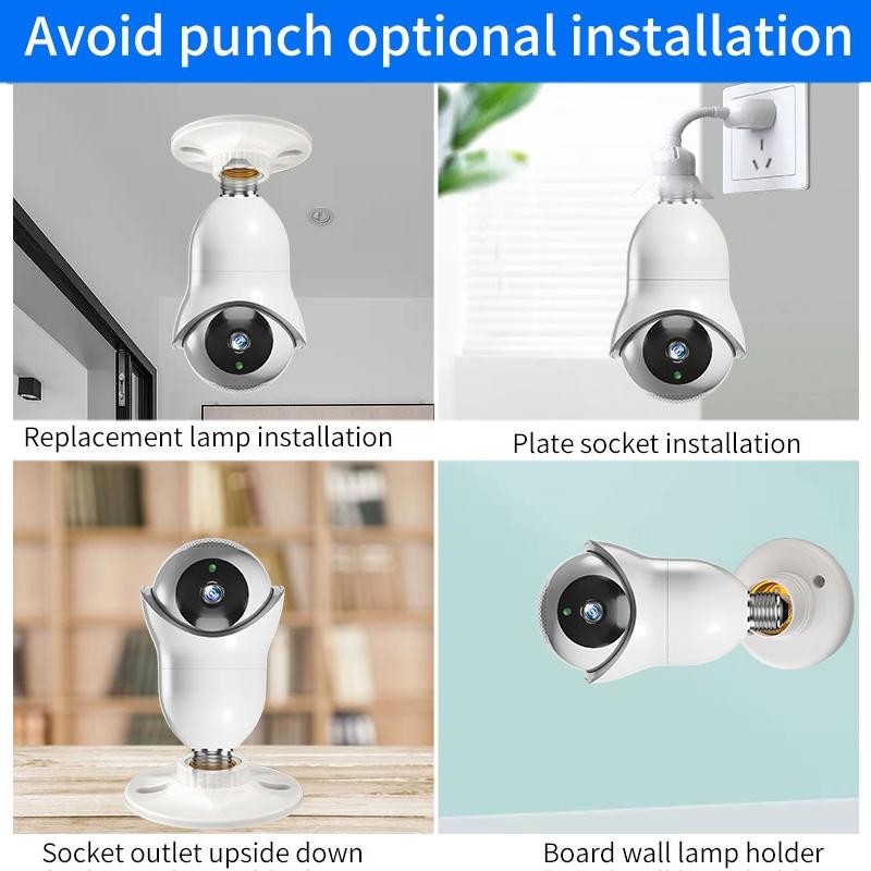 2.0Mp Wifi Light Bulb Camera With Motion Detection And Night Vision - White-1915196970067169289