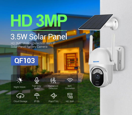Wireless Solar Camera With Pir Alarm & Cloud Storage - 3Mp Full Colour Night Vision Two-Way Audio-1915198438195204097