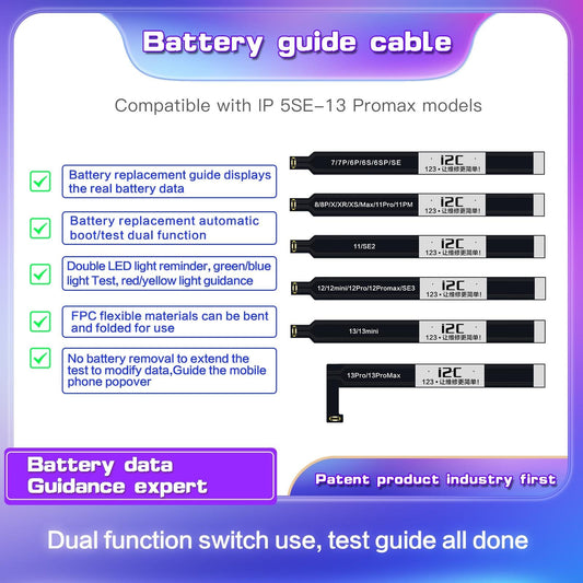 Flexible I2C Battery Boot Strap Cable For Iphone 8 / 8+ / X / Xr / Xs / Xs Max / 11 Pro / 11 Pro Max-1915198134670200834