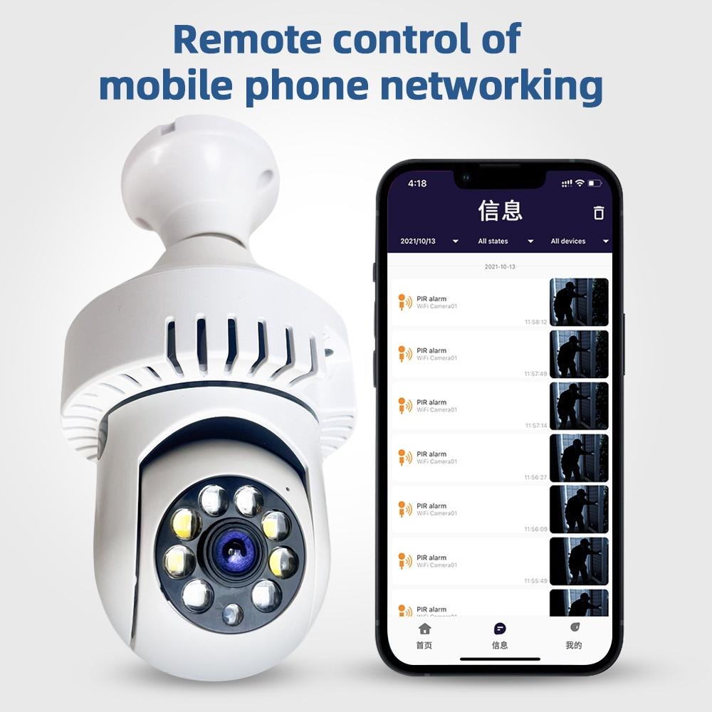 1080P Wifi Camera With Night Vision And Two-Way Voice - Smoke Alarm Bulb-1922443441250373636