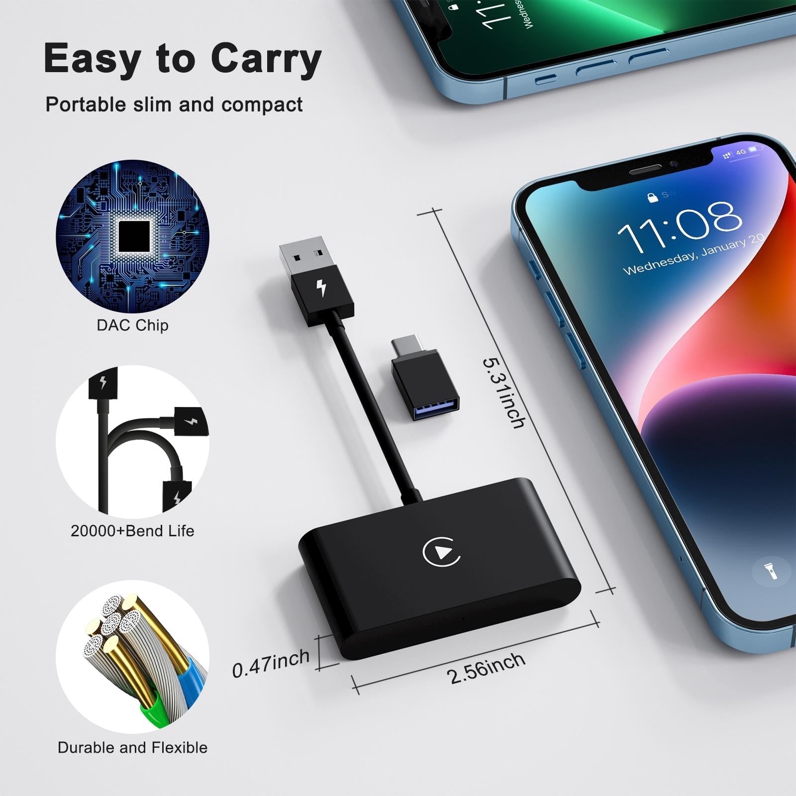Wireless Carplay Adapter For Iphone - Usb & Usb-C-1915196969580630025