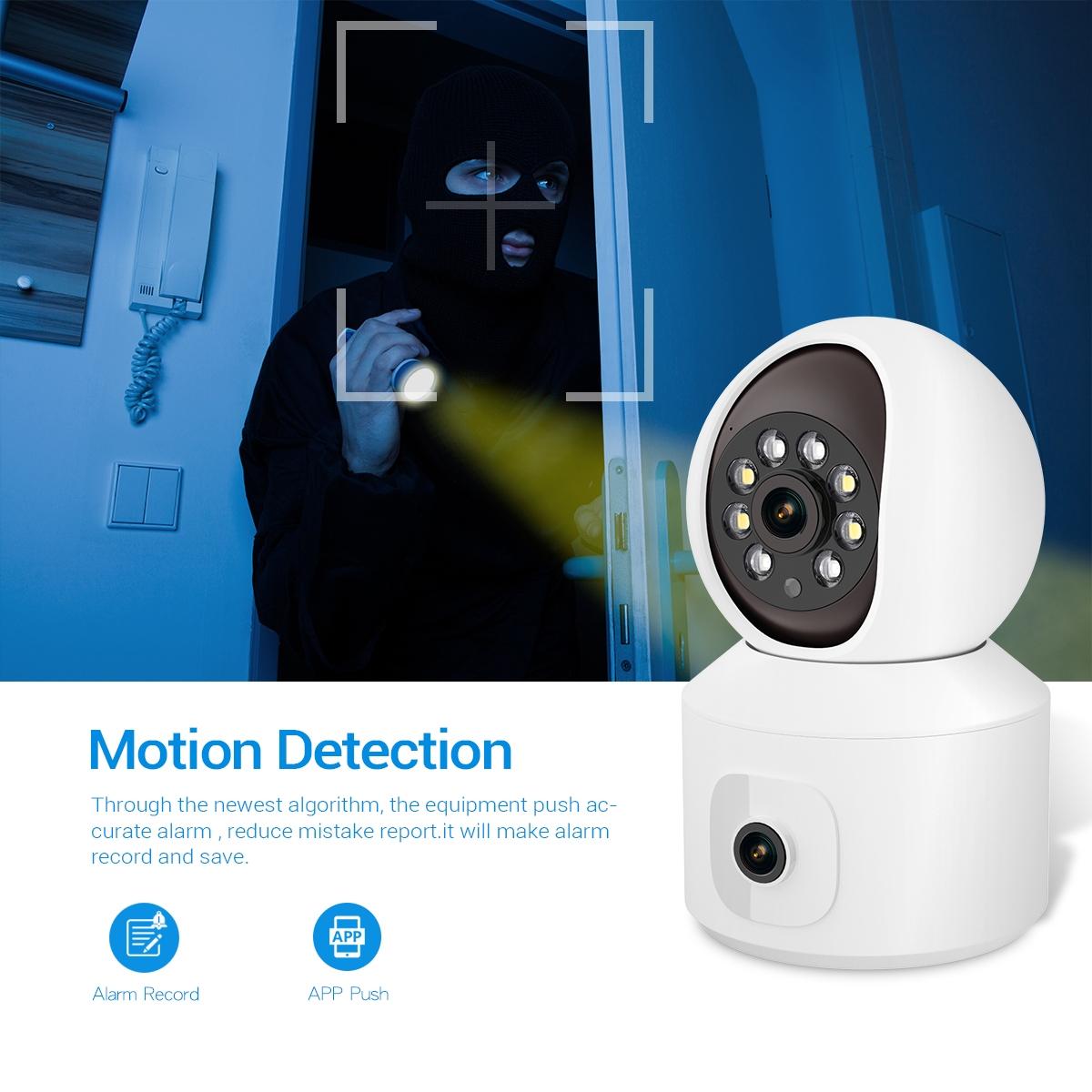 2Mp Dual Lens Dual Screen Wifi Camera With Two-Way Voice & Motion Detection - Surveillance-1915196527073169412