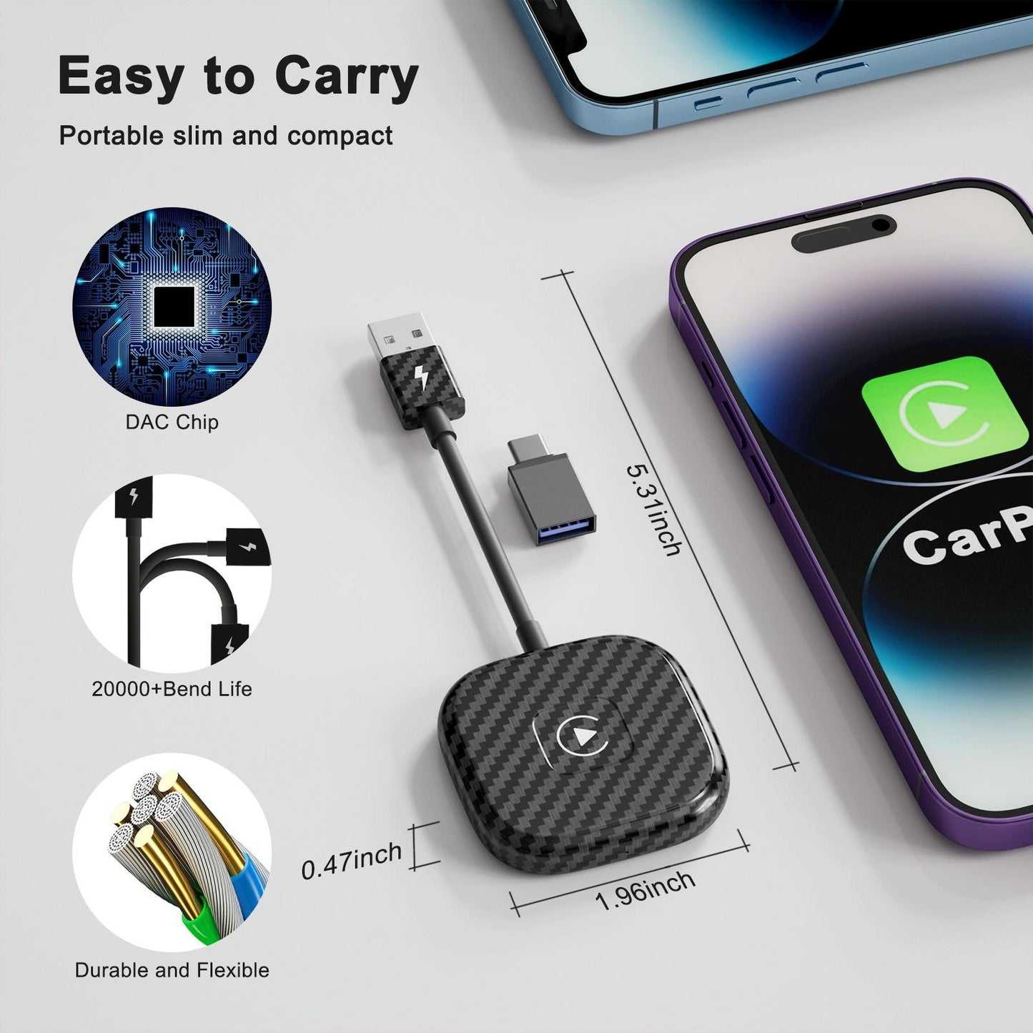 Wireless Carplay Adapter For Iphone - Usb & Usb-C-1915196941638176773